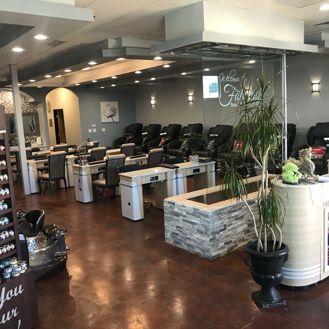 Fabulash salon interior with pedicure chairs