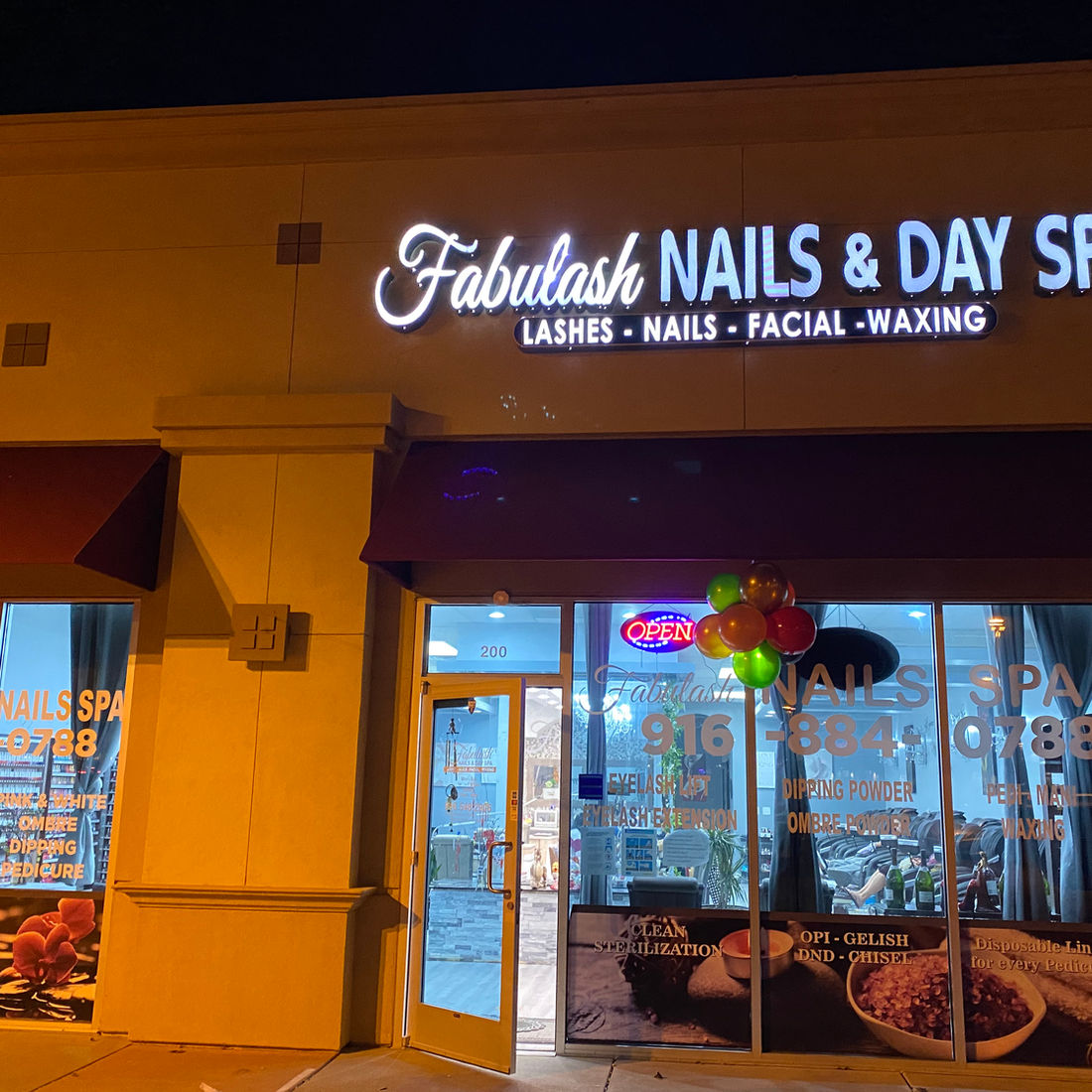 Fabulash Nails and Day Spa storefront on Sunset Blvd